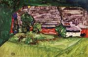 Egon Schiele Peasant Homestead in a Landscepe oil on canvas